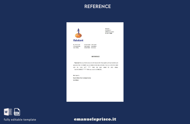 modello di riferimento per la chiusura Rabobank olandese in stile verificato